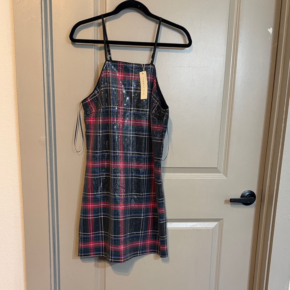 Copper Key plaid Sequin Dress